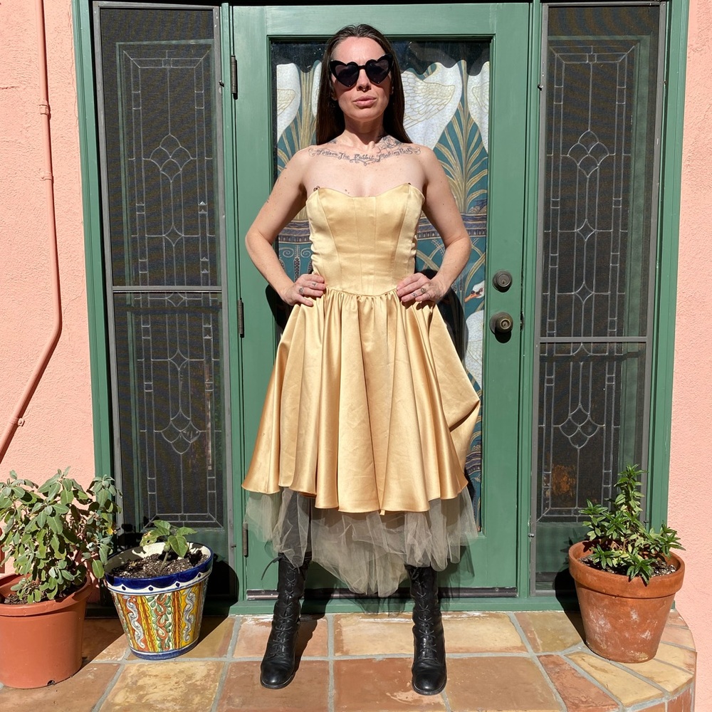 Vintage ABS Allen Schwartz Corset Hi-lo Prom Dress